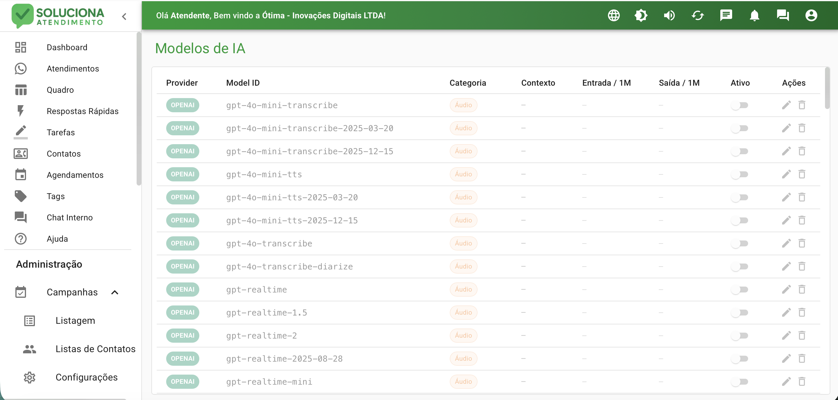 Configuração de modelos de IA